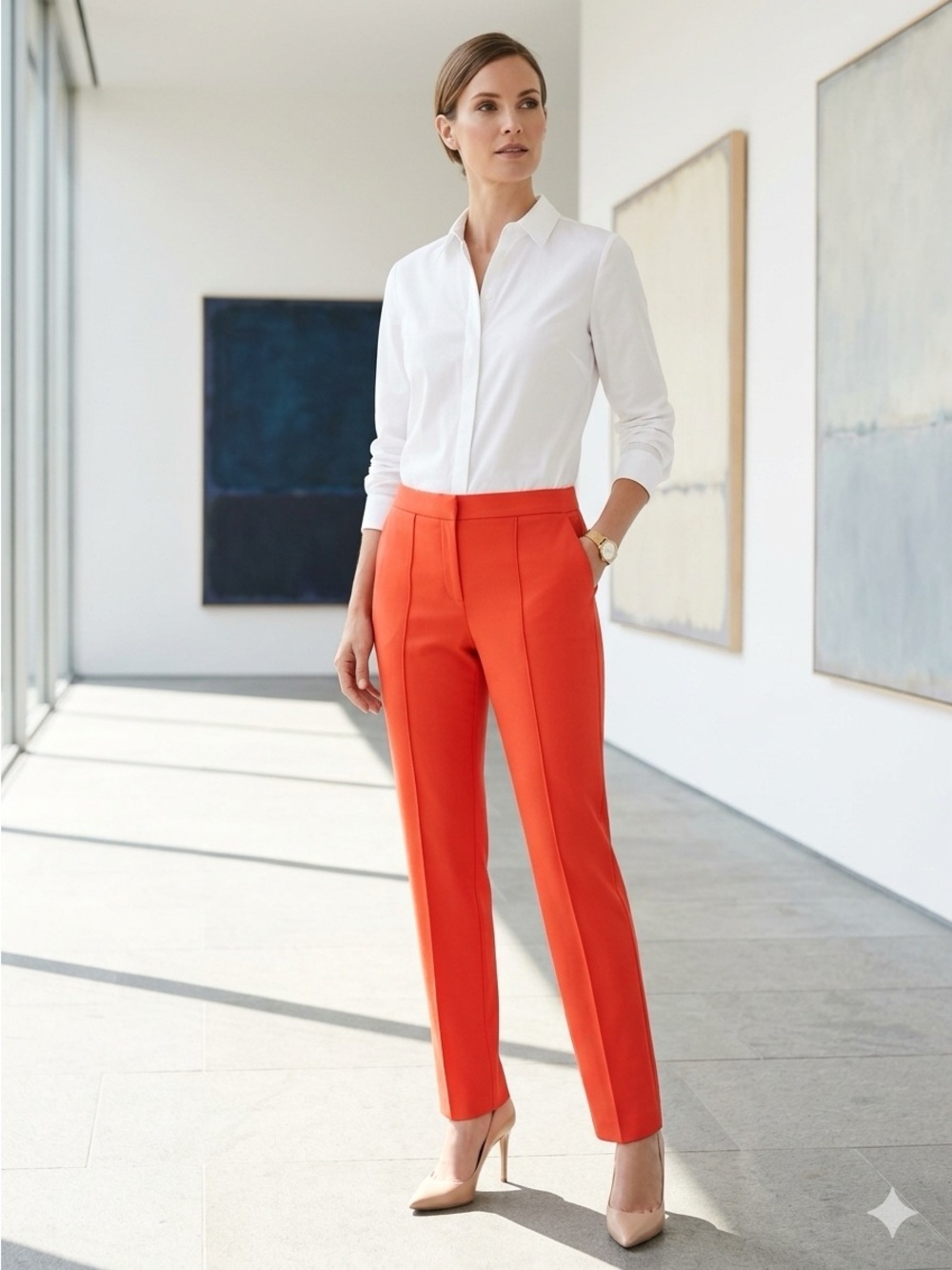 Diane Von Furstenberg cherry red tweed pants